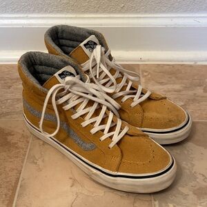 Vans Men's Mustard and Gray High-Top Sneakers